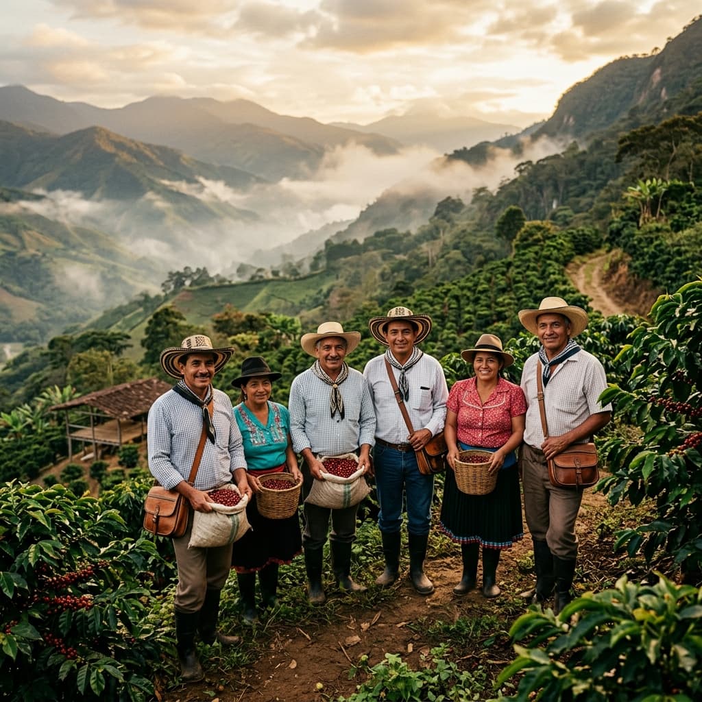Proud coffee farmers at the source